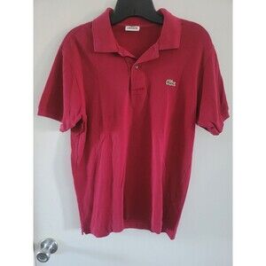 LACOSTE Mens Polo Shirt Size 3 S Burgandy Cotton